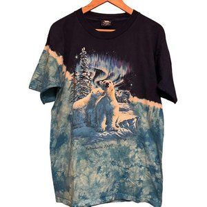 Blue shades and white Yellowknife Canada T-shirt with 2 polar bears size medium